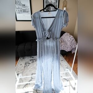 Blue and White Striped Dress